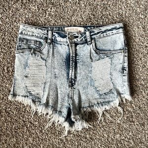 LOVE CULTURE acid wash distressed shorts